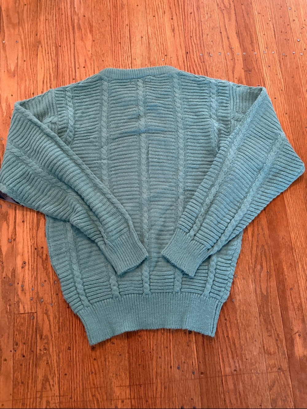 Claybrooke Vintage Y2K Textured Crewneck Pullover Sweater New Old Stock Teal M - Picture 3 of 6